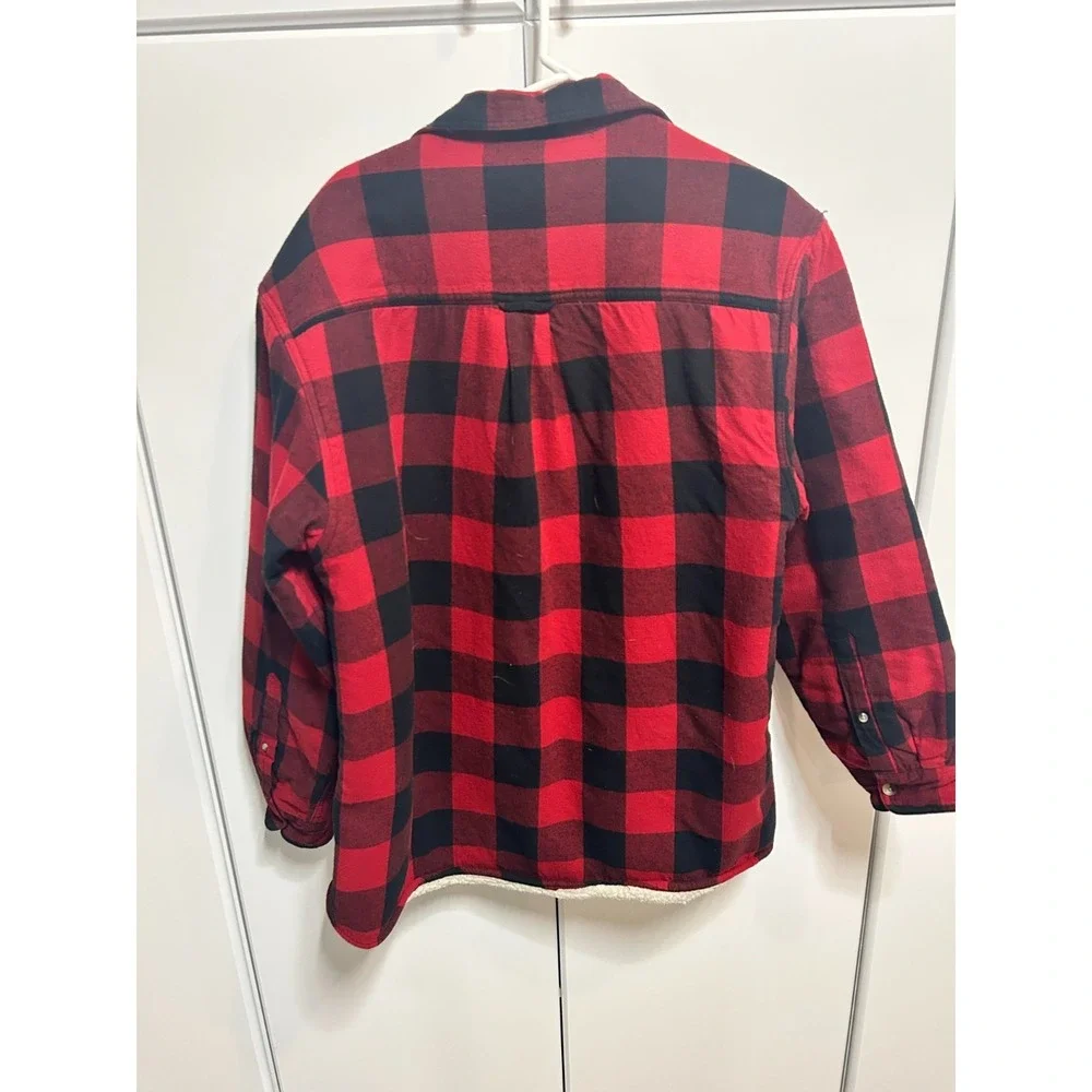 Red Head‎ Men's L Red Black Plaid Sherpa-Lined Flannel Jacket Shacket Outdoors